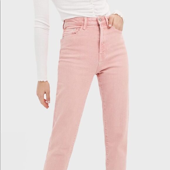 New Stradivarius Mom Fit Jeans in Pink Coral 32 - Picture 2 of 10